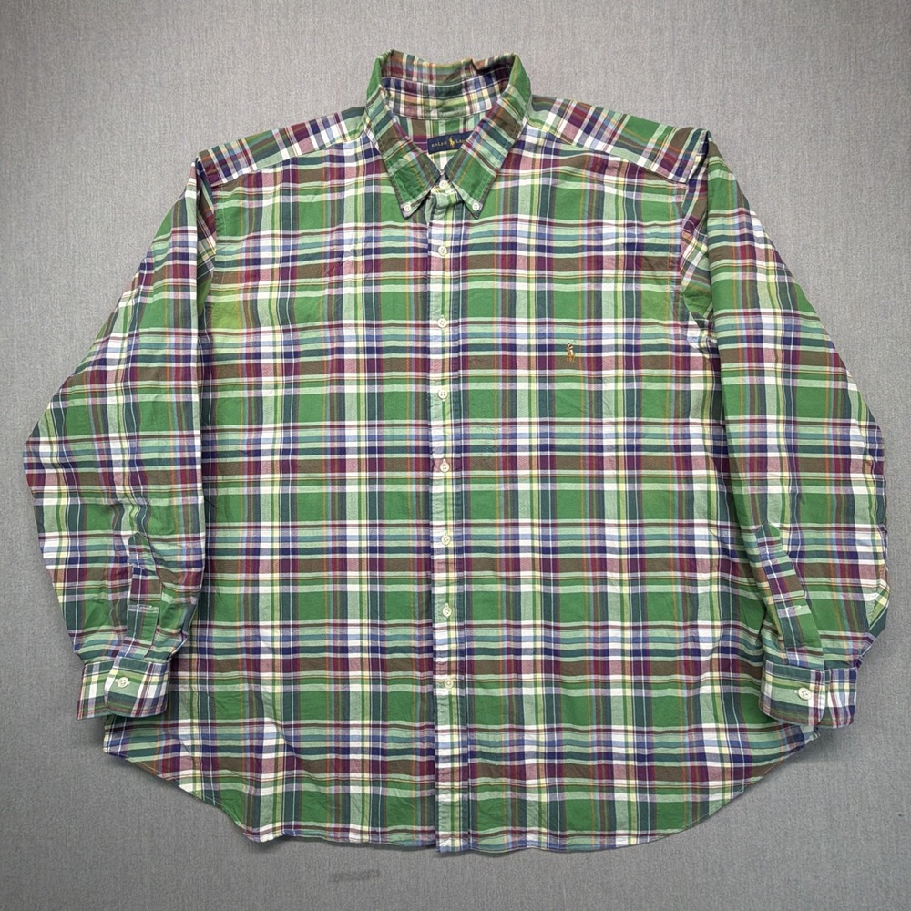 Polo Ralph Lauren Button Down Shirt Mens 4XB Big Madras Plaid